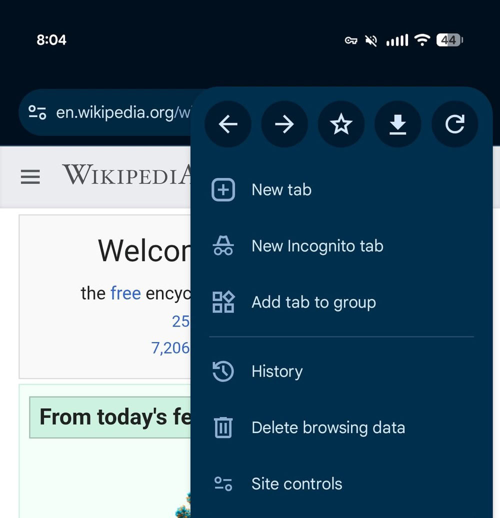 Google Chrome 150 porta il tasto Indietro nel menu Android