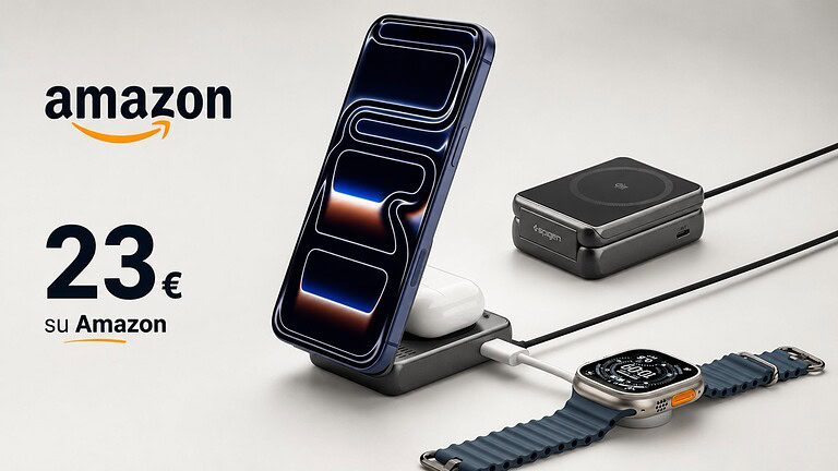Caricatore Spigen Qi2.2 crolla a 23€ su Amazon: sconto record del 56%