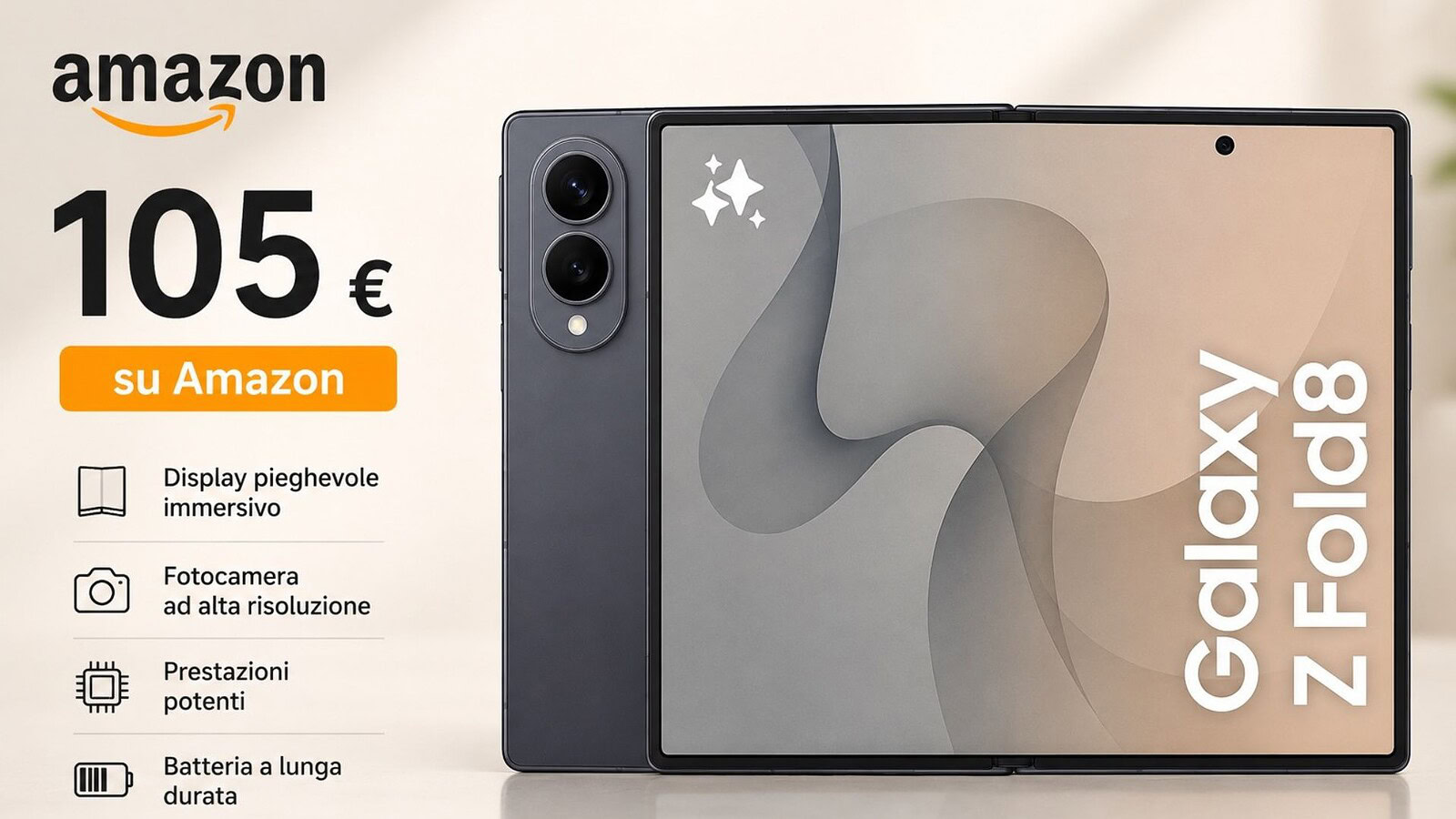 Samsung Galaxy Fold8 in offerta su Amazon con SmartTag2 in regalo