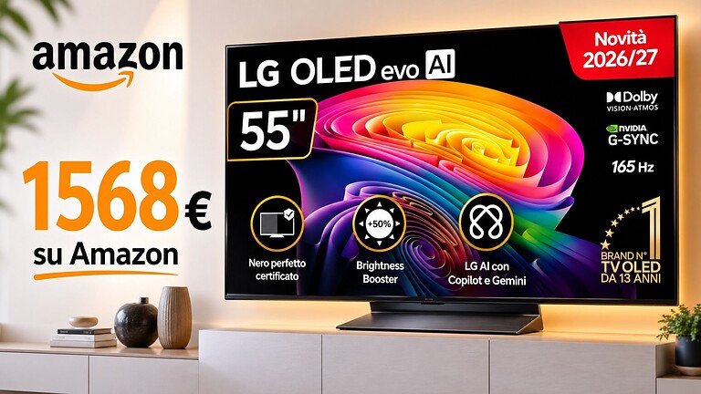LG OLED da 55 pollici in offerta: sconto di oltre 300 euro su Amazon