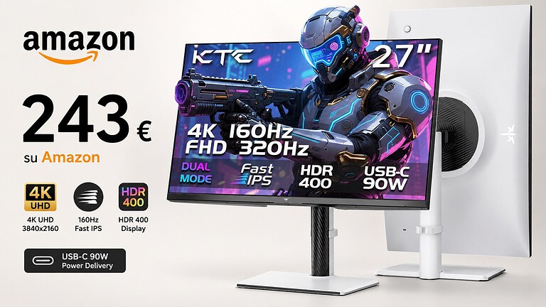 Monitor KTC 27 pollici al minimo storico: sconto del 30% su Amazon