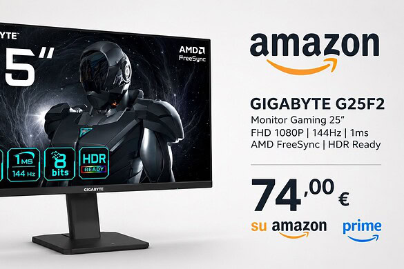 Gigabyte G24F al minimo storico: monitor gaming 144 Hz a soli 74€