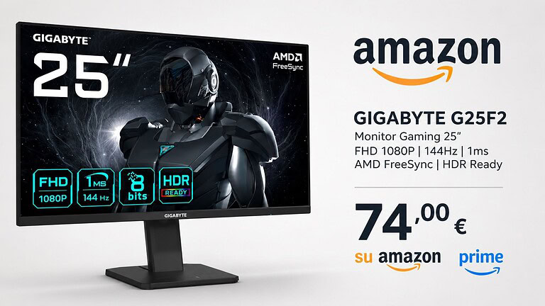 Gigabyte G24F al minimo storico: monitor gaming 144 Hz a soli 74€