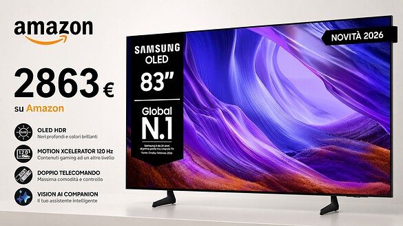 Samsung OLED 83 pollici del 2026 crolla di 1500 euro su Amazon