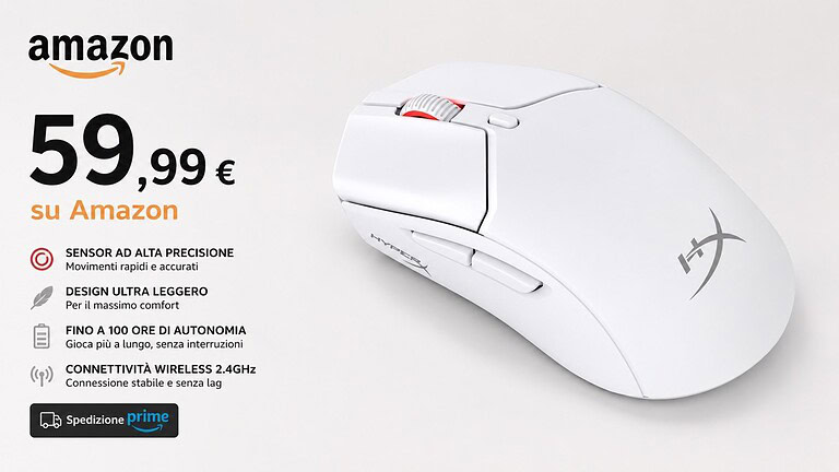 Mouse HyperX Pulsefire Haste in offerta su Amazon a 59,99 euro