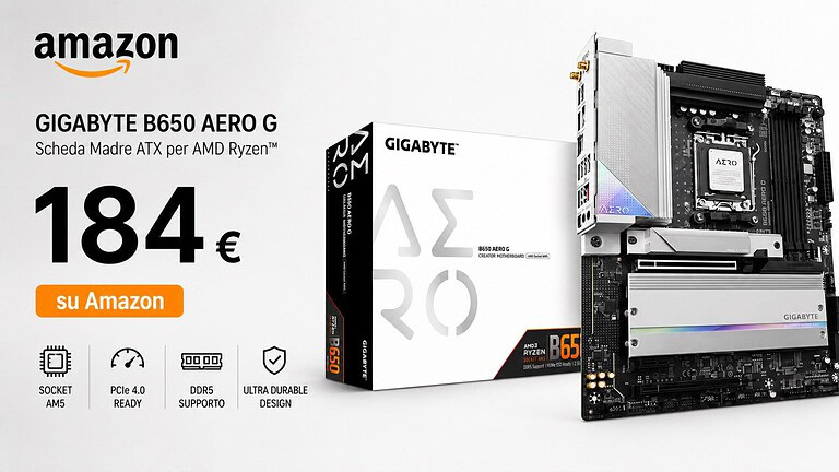 Gigabyte B650 AERO G al minimo storico: sconto del 41% su Amazon