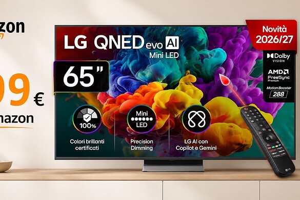 LG QNED evo AI MiniLED 65″ al minimo storico su Amazon