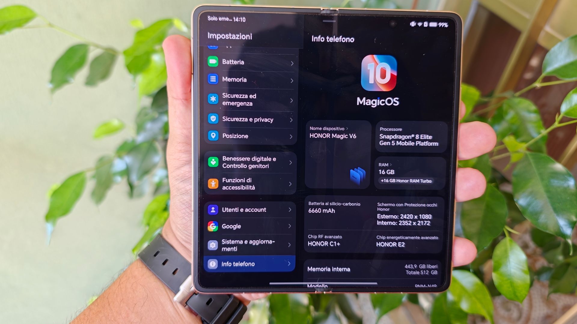 Honor Magic V6 - specifiche Honor Magic V6 - specifiche