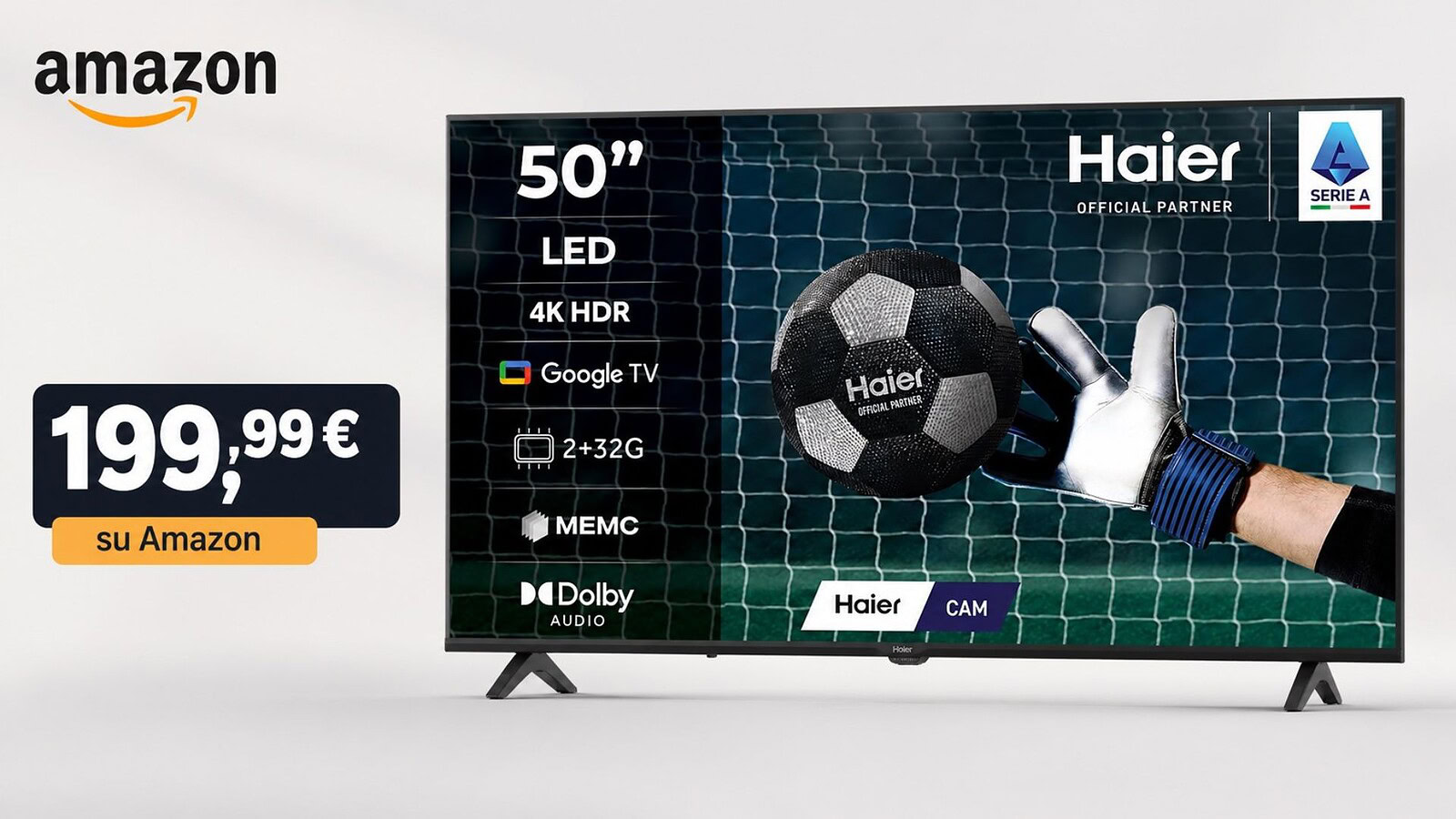Haier H50K85FUX, TV 4K da 50 pollici a meno di 200 euro su Amazon