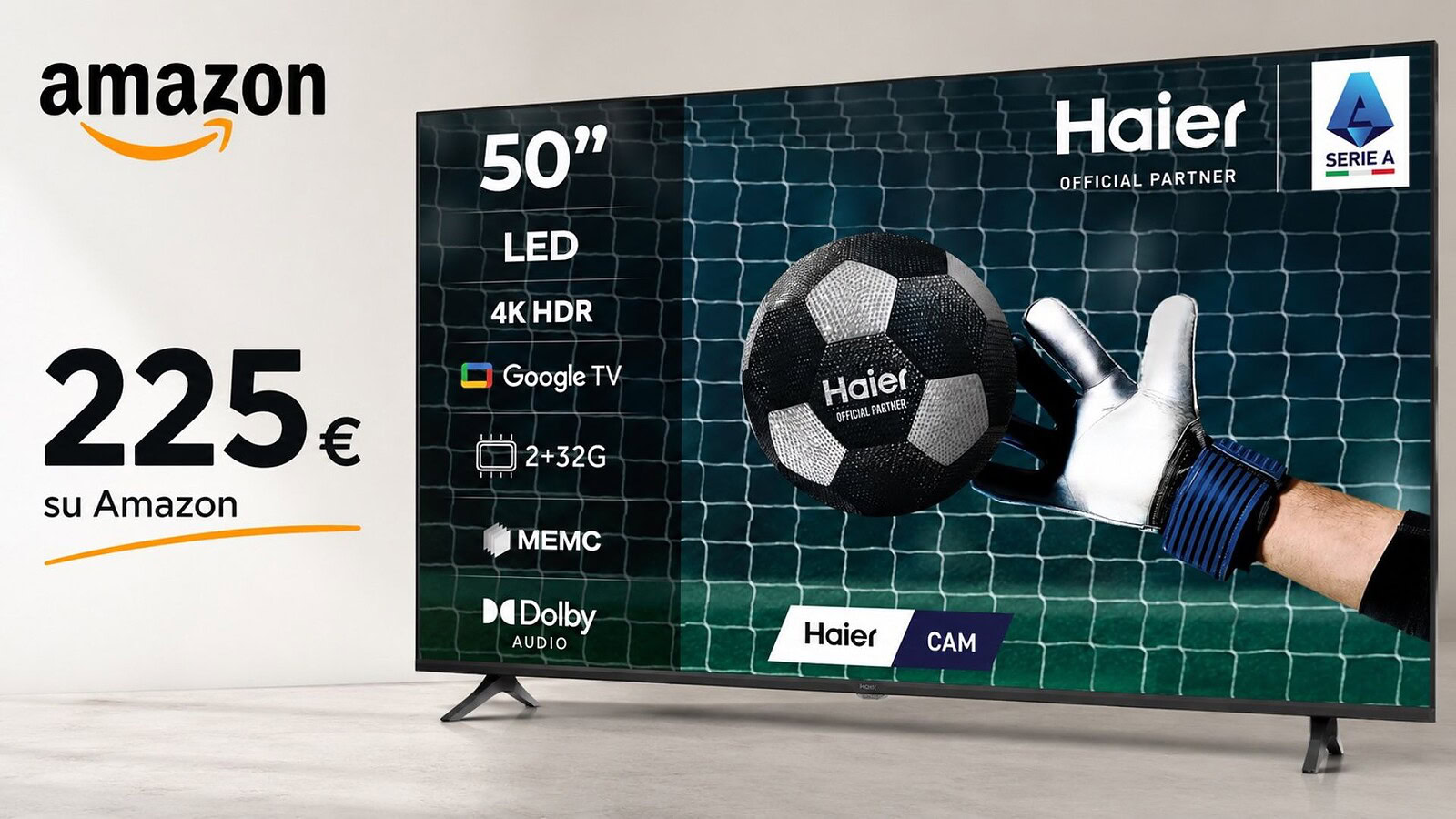 Haier H50K85FUX crolla su Amazon: 4K, Google TV e HDMI 2.1 sotto i 230€