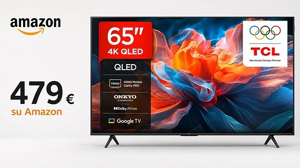 TCL 65T8C, la QLED 65″ con 144 Hz e Dolby Vision crolla su Amazon