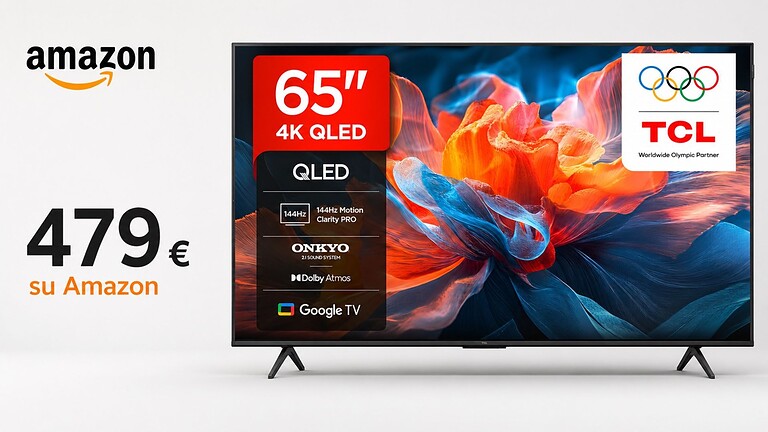 TCL 65T8C, la QLED 65" con 144 Hz e Dolby Vision crolla su Amazon