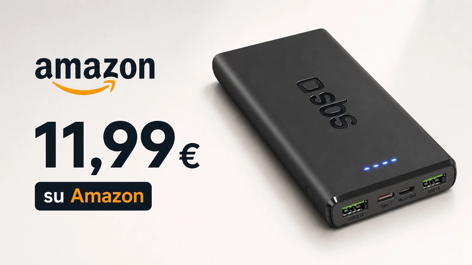 Power bank SBS in offerta su Amazon: 10.000 mAh a soli 11,99 euro
