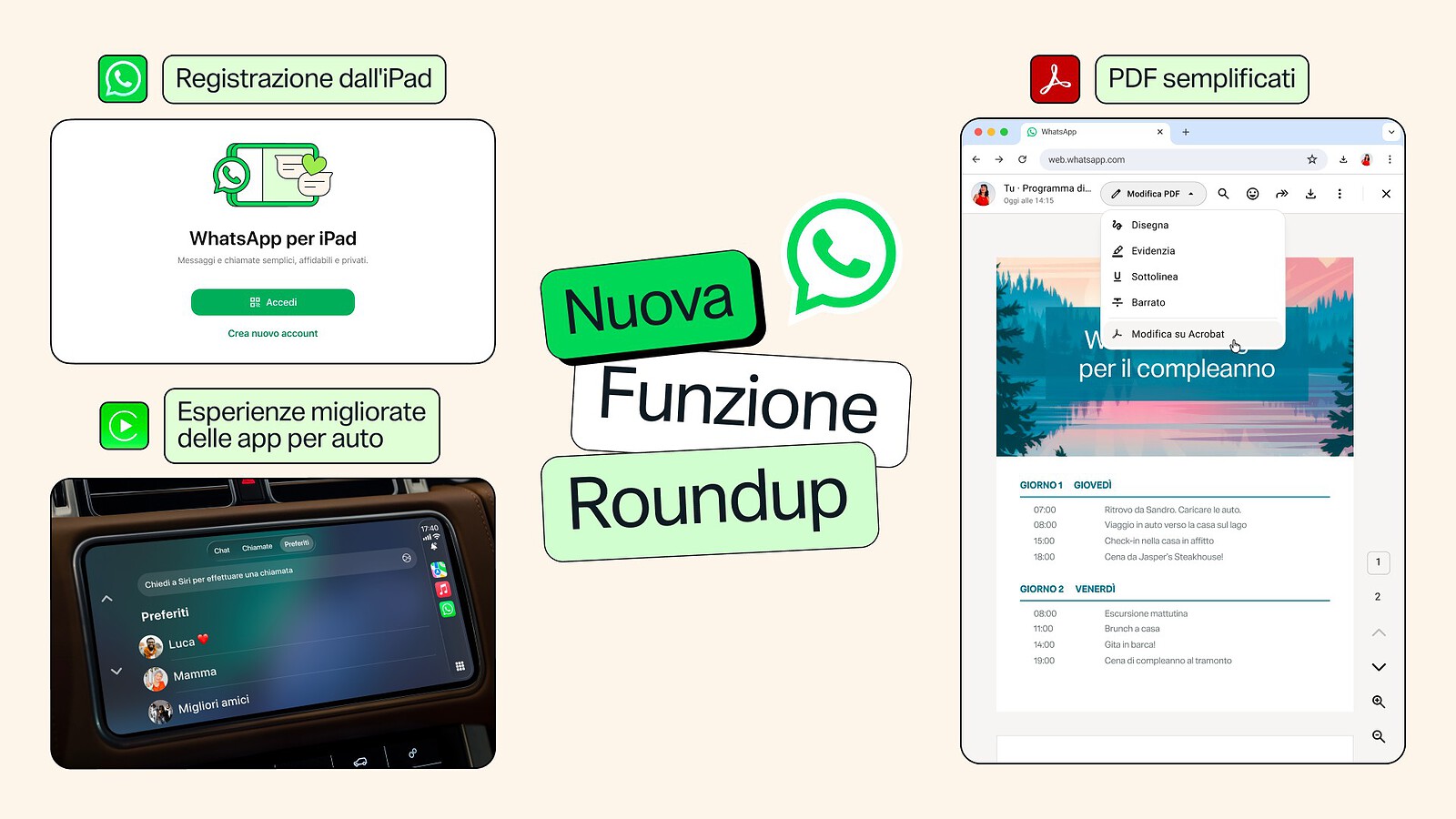 WhatsApp si aggiorna con nuove funzioni per iPad, auto e PDF