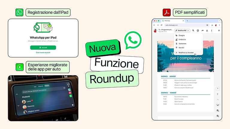 WhatsApp si aggiorna con nuove funzioni per iPad, auto e PDF