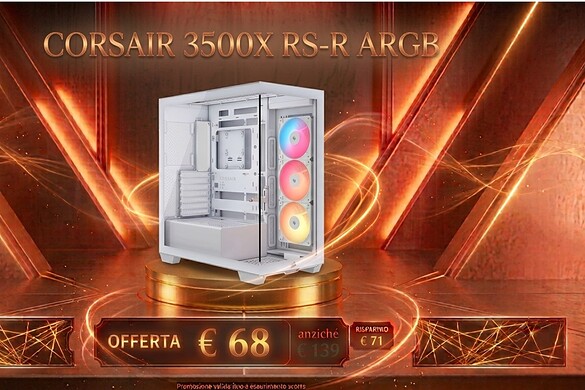CORSAIR 3500X RS-R ARGB bianco crolla a 68€ su Amazon