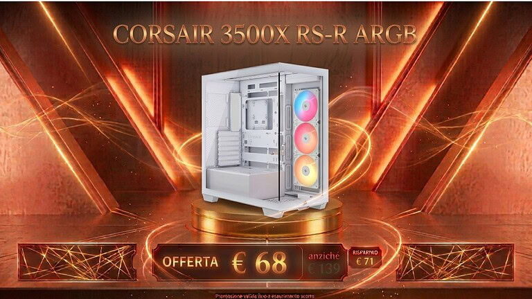 CORSAIR 3500X RS-R ARGB bianco crolla a 68€ su Amazon