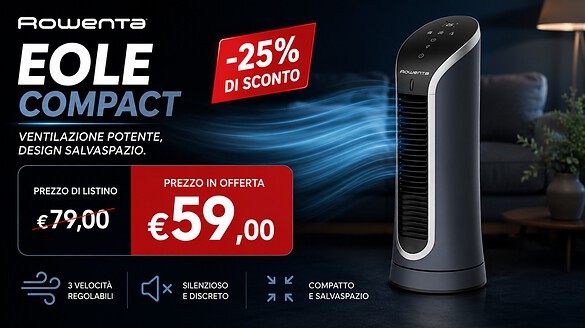 Rowenta Eole Compact in offerta: ventilatore a torre a 59,90 euro