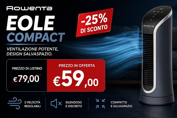 Rowenta Eole Compact in offerta: ventilatore a torre a 59,90 euro