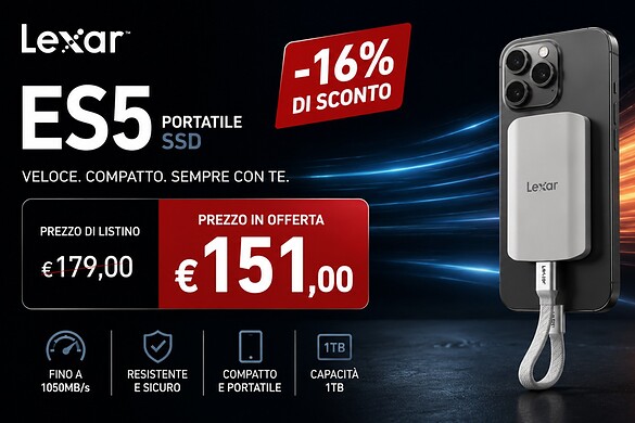 SSD Lexar da 1TB in offerta su Amazon a 152 euro