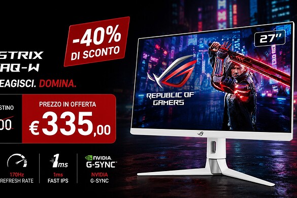 ASUS ROG Strix XG27AQ-W crolla a 335€ su Amazon con sconto del 44%
