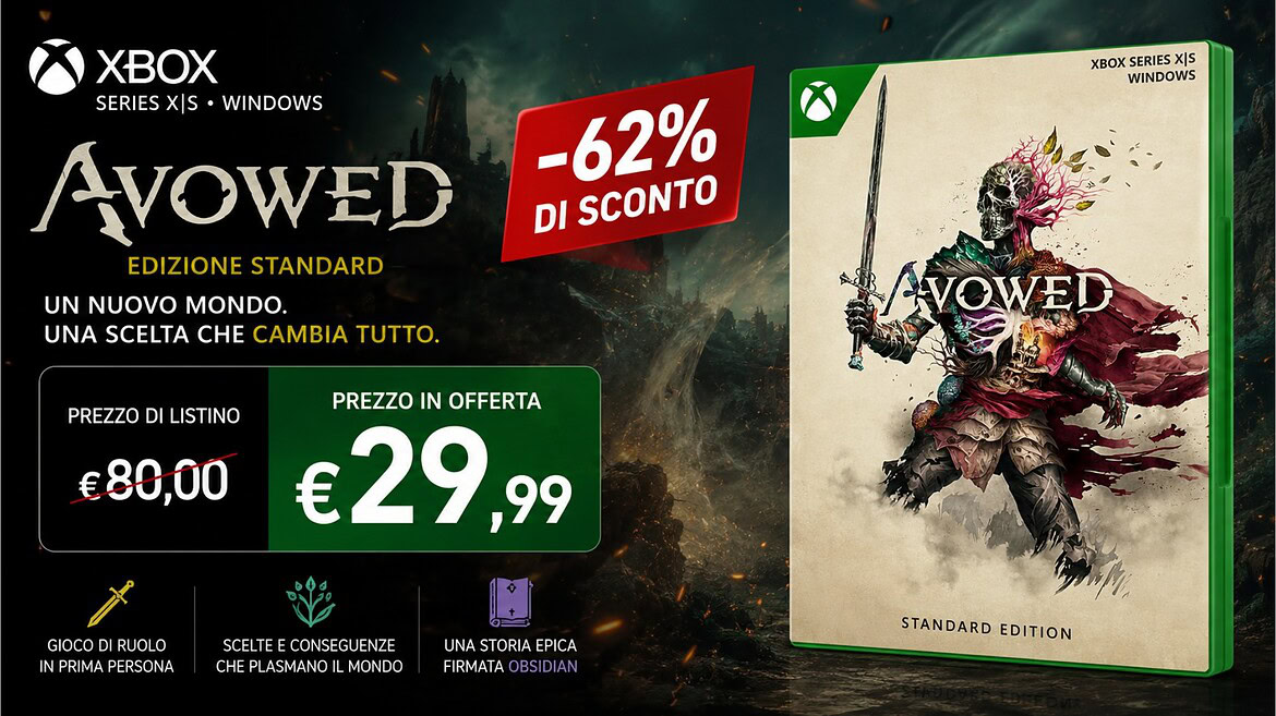 Avowed crolla a 29,99€ su Amazon: minimo storico per l’RPG Obsidian