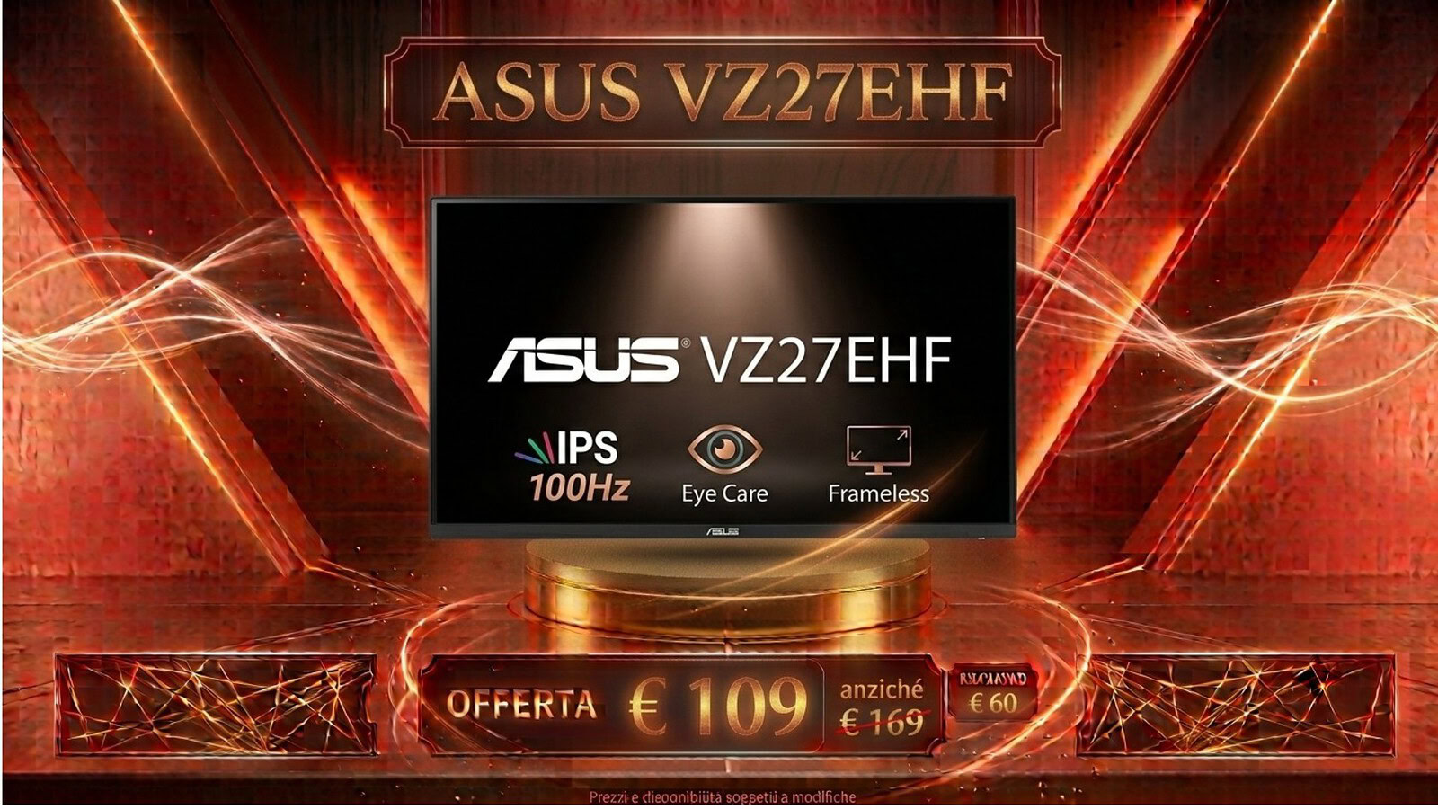 ASUS VZ27EHF crolla a 109€ su Amazon: monitor gaming da 100 Hz