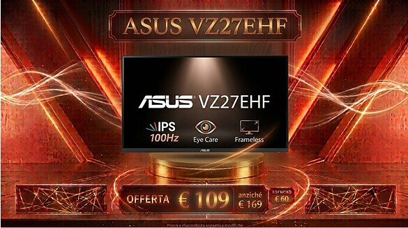 ASUS VZ27EHF crolla a 109€ su Amazon: monitor gaming da 100 Hz