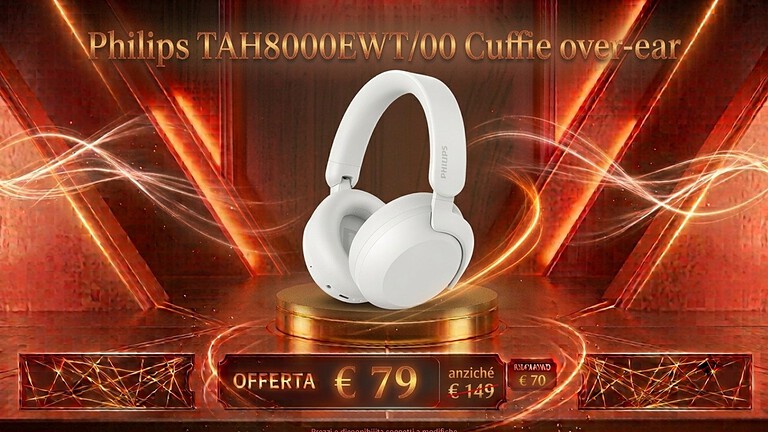 Philips TAH8000EWT: cuffie con 70 ore di autonomia a 79,99 euro