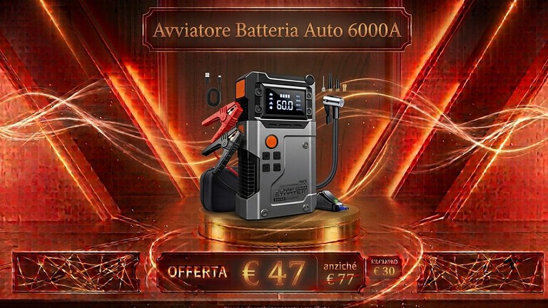 Booster avviamento auto in offerta su Amazon a 47,82 euro