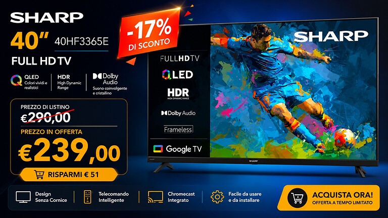 Smart TV QLED Full HD sotto i 240 euro con l'offerta Amazon