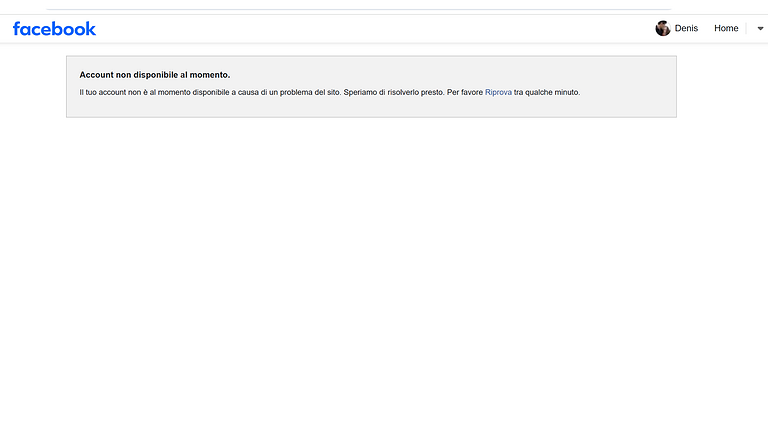 Facebook down in Italia: account non disponibile per tutti