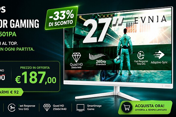 Philips 27M2N3501PA in offerta: monitor gaming WQHD 260 Hz a 187€