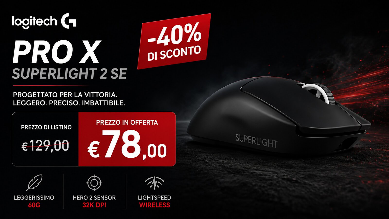 Logitech G PRO X SUPERLIGHT 2 SE in offerta a 78,74€ su Amazon