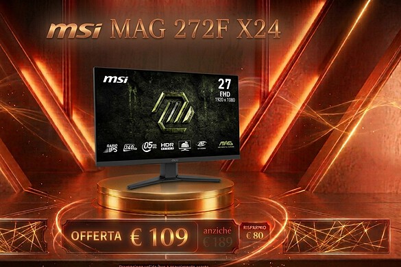 Monitor gaming MSI 27 pollici a 109 euro: sconto del 42%