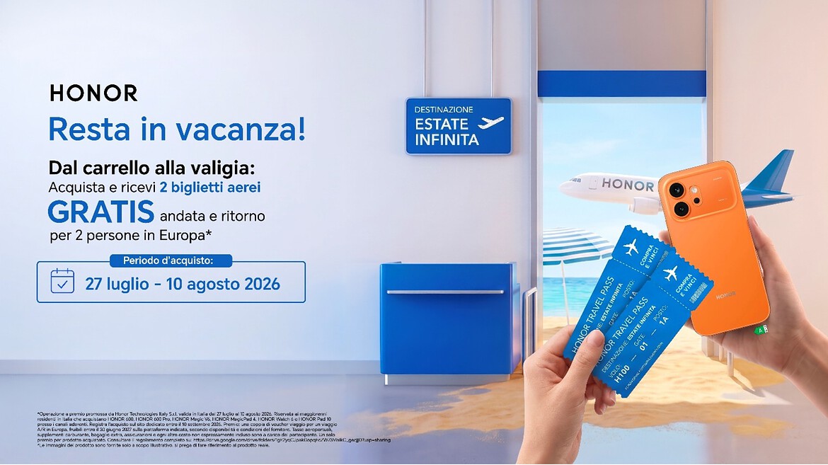 HONOR regala due voli acquistando smartphone e tablet