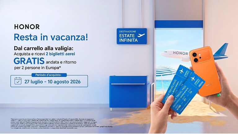 HONOR regala due voli acquistando smartphone e tablet