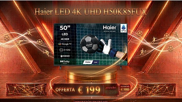 Haier H50K85FUX: TV 4K da 50 pollici sotto i 200 euro su Amazon