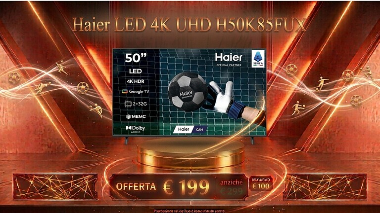 Haier H50K85FUX: TV 4K da 50 pollici sotto i 200 euro su Amazon