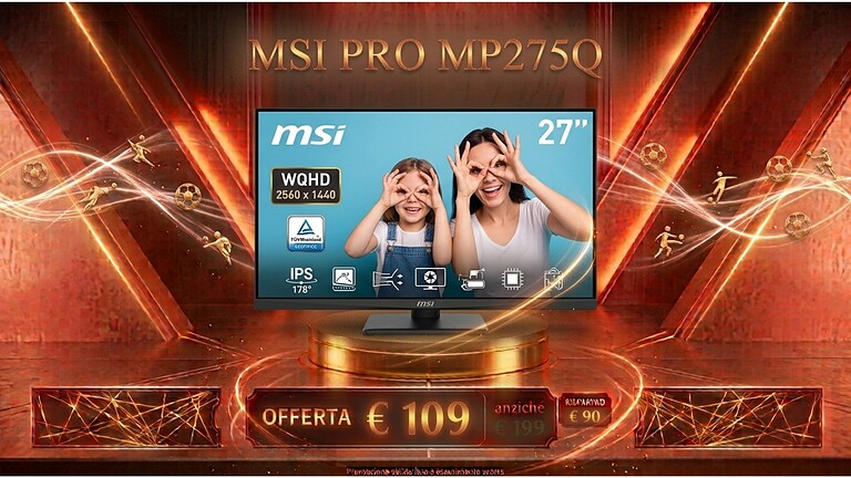 MSI PRO MP275Q crolla a 109€ su Amazon: sconto del 45%