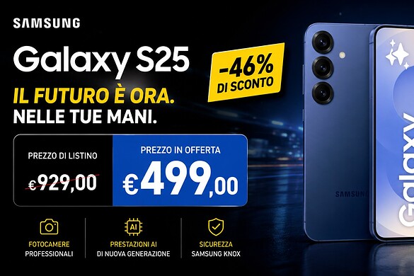 Samsung Galaxy S25 crolla a 499 euro su Amazon: sconto del 46%