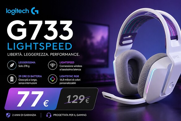 Logitech G733 LIGHTSPEED in offerta a 77,77€ su Amazon