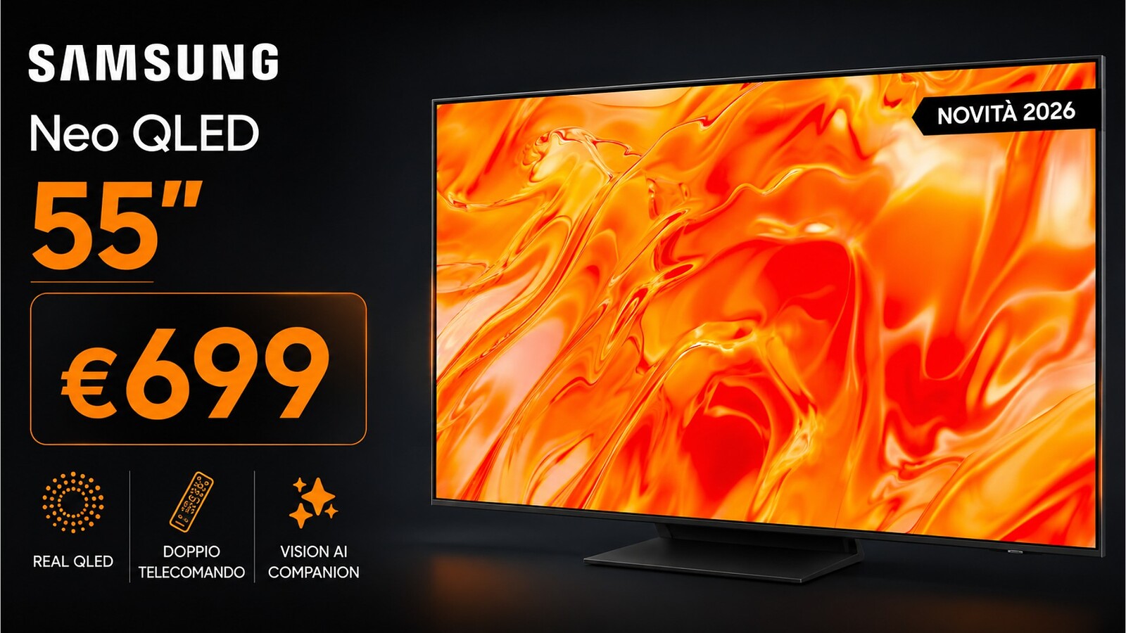 Smart TV Samsung 55 pollici QLED Mini LED in offerta a 699 euro