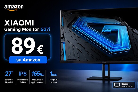 Xiaomi Gaming Monitor G27i crolla a 89 euro su Amazon