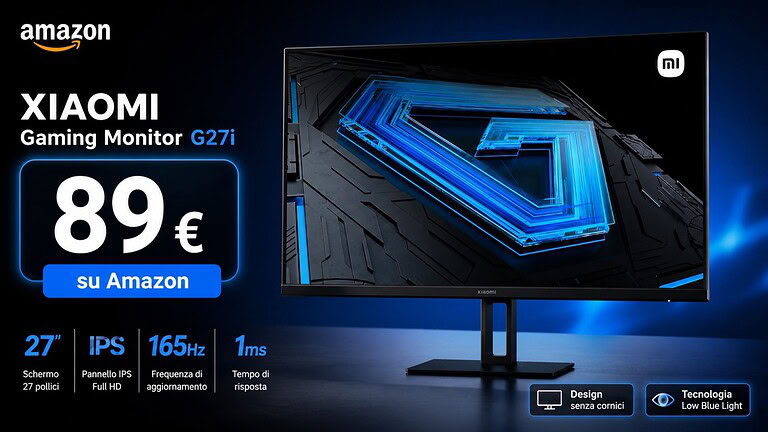 Xiaomi Gaming Monitor G27i crolla a 89 euro su Amazon