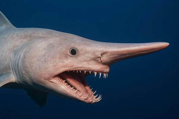 Goblin shark filmato vivo per la prima volta nelle profondità oceaniche