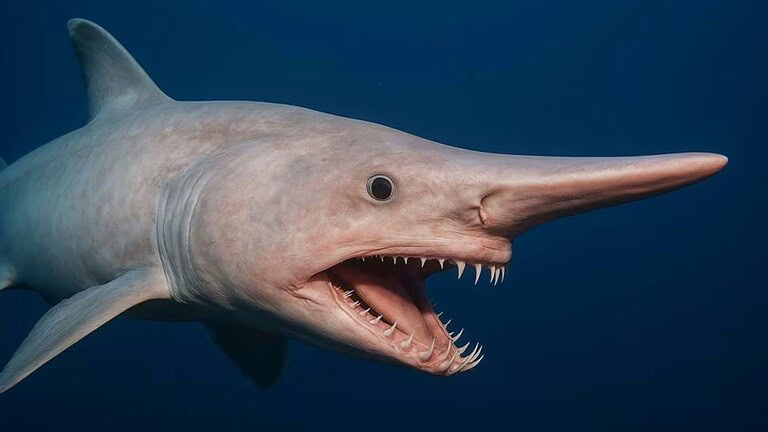 Goblin shark filmato vivo per la prima volta nelle profondità oceaniche