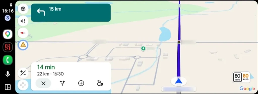 tachimetro Android Auto - dettaglio Google Maps