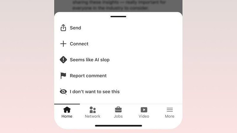 LinkedIn lancia il pulsante contro i contenuti generati dall'IA - LinkedIn AI slop