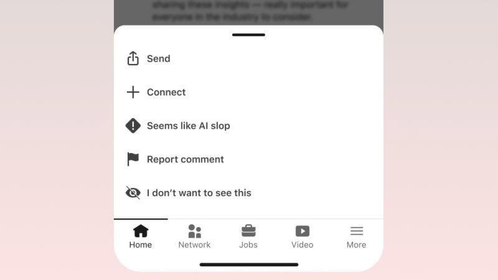 LinkedIn lancia il pulsante contro i contenuti generati dall'IA - LinkedIn AI slop